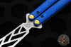 Benchmade Necron Butterfly Balisong- Trainer- Blue G-10 Handles- Stonewash Scimitar Edge Trainer 99T