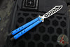 Benchmade Necron Butterfly Balisong- Trainer- Blue G-10 Handles- Stonewash Scimitar Edge Trainer 99T