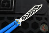 Benchmade Necron Butterfly Balisong- Trainer- Blue G-10 Handles- Stonewash Scimitar Edge Trainer 99T