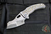 Borka Blades- Bond Knives Collaboration- Shylock- Black Hula/Gold Finished Titanium Handle with Gold Sakura Flowers- Compound Grind Black Snow Finished Blade