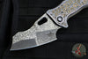 Borka Blades- Bond Knives Collaboration- Shylock- Black Hula/Gold Finished Titanium Handle with Gold Sakura Flowers- Compound Grind Black Snow Finished Blade