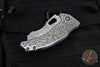 Borka Blades- Bond Knives Collaboration- Shylock- Black Hula/Gold Finished Titanium Handle with Gold Sakura Flowers- Compound Grind Black Snow Finished Blade