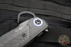 Heretic Wraith Manual Flipper V3- Single Edge- Battleworn Black Titanium and Carbon Fiber Handle- Black DLC Blade- Blue Titanium Pivot Collar And Lock Limiter H001-6A-BLUTI