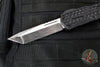 Heretic Custom Colossus OTF Auto Knife- Tanto Edge- Black with Black Python inlay- Vegas Forge Damascus Blade SN 17