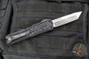 Heretic Custom Colossus OTF Auto Knife- Tanto Edge- Black with Black Python inlay- Vegas Forge Damascus Blade SN 17