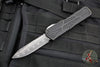 Heretic Custom Colossus OTF Auto- Clip Point- Black with Black Python inlay- Vegas Forge San Mai Damascus Blade SN006