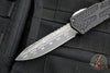 Heretic Custom Colossus OTF Auto- Clip Point- Black with Black Python inlay- Vegas Forge San Mai Damascus Blade SN006