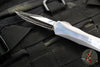 Heretic Custom Manticore-S OTF Knife- Bowie Edge- Stainless Steel Chassis- Mother Of Pearl Inlay- Baker Forge Double Shim Damascus MOP Inlaid Blade SN04