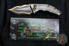 Heretic Knives Custom Medusa OTS Auto- Recurve Edge- DLC Titanium Handle with Frag Pattern- Baker Forge Damascus Blade- Fat Carbon Button And Clip Inlay- Serial Number 34