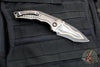 Heretic Knives Custom Medusa OTS Auto- Recurve Edge- DLC Titanium Handle with Frag Pattern- Baker Forge Damascus Blade- Fat Carbon Button And Clip Inlay- Serial Number 34