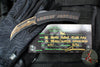 Heretic Custom ROC OTF Auto- Single Edge- Black Handle With Fat Carbon Brass & Copper Snakeskin Inlay- Hand Ground Baker Forge Tiger Gomai Damascus Blade SN021