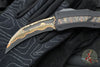 Heretic Custom ROC OTF Auto- Single Edge- Black Handle With Fat Carbon Brass & Copper Snakeskin Inlay- Hand Ground Baker Forge Tiger Gomai Damascus Blade SN021