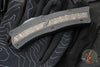 Heretic Custom ROC OTF Auto- Single Edge- Black Handle With Fat Carbon Brass & Copper Snakeskin Inlay- Hand Ground Baker Forge Tiger Gomai Damascus Blade SN021