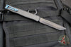 Heretic Cleric 2 OTF Auto- Tanto Edge- Carbon Fiber Top- Carbon Fiber Inlay Bottom Handle- Blue Hardware Accents- Black DLC Plain Edge Blade H019-6A-CF/BLU