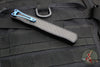 Heretic Cleric 2 OTF Auto- Tanto Edge- Carbon Fiber Top- Carbon Fiber Inlay Bottom Handle- Blue Hardware Accents- Black DLC Plain Edge Blade H019-6A-CF/BLU
