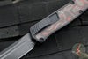 Heretic Cleric 2 OTF Auto- Tanto Edge- Black Handle- Red Camo Carbon Inlay- Black DLC Plain Edge Blade H019-6A-RD/CC