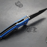 Hinderer Eklipse 3.0"- Harpoon Spanto-  Battle Black Titanium And Blue G-10 Handle- Battle Black Blade