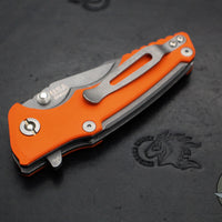 Hinderer Eklipse 3.0"- Harpoon Spanto-  Working Finish Titanium And Orange G-10 Handle- Working Finish Blade
