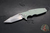Hinderer Eklipse 3.5"- Harpoon Tanto- Battle Blue Titanium And Translucent Green G-10- Stonewash Finished S45VN Blade