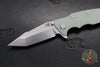 Hinderer Eklipse 3.5"- Harpoon Tanto- Battle Blue Titanium And Translucent Green G-10- Stonewash Finished S45VN Blade
