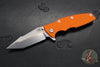 Hinderer Eklipse 3.5"- Harpoon Tanto- Stonewash Bronze Finished Titanium And Orange G-10- Stonewash Finished S45VN Blade