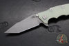 Hinderer Eklipse 3.5"- Harpoon Tanto- Working Finish Titanium And Translucent Green G-10- Working Finish S45VN Blade