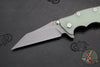 Hinderer Eklipse 3.5"- Wharncliffe Blade- Battle Blue Finished Titanium and Translucent Green G-10- Working Finish Blade