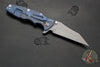 Hinderer Eklipse 3.5"- Wharncliffe Blade- Battle Blue Finished Titanium and Translucent Green G-10- Working Finish Blade