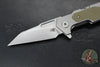 Hinderer Fulltrack- Wharncliffe Edge- Stonewash Titanium And OD Green G-10 Handle- Stonewash Blade