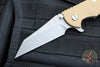 Hinderer XM-18 3.5"- Fatty Wharncliffe- Battle Bronze Titanium And Coyote G-10 Handle- Working Finish Blade