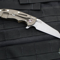 Hinderer XM-18 3.5"- Fatty Wharncliffe- Battle Bronze Titanium And Coyote G-10 Handle- Working Finish Blade