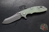Hinderer XM-18 3.5"- Skinner Edge- Battle Bronze Ti And Translucent Green G-10- Working Finish Blade- S45VN