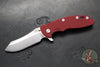 Hinderer XM-18 3.5"- Skinner Edge-Stonewash Blue Finished Ti And Red G-10- Stonewash Finished Blade- S45VN