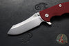 Hinderer XM-18 3.5"- Skinner Edge-Stonewash Blue Finished Ti And Red G-10- Stonewash Finished Blade- S45VN