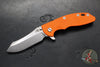 Hinderer XM-18 3.5"- Skinner Edge-Stonewash Bronze Finished Ti And Orange G-10- Stonewash Finished Blade- S45VN