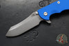 Hinderer XM-18 3.5"- Skinner Edge-Working Finish Ti And Blue G-10- Working Finish Blade- S45VN