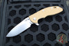 Hinderer XM-18 3.5"- Slicer Edge- Stonewash Bronze Finished Titanium and Coyote G-10 Handle- Stonewash S45VN Blade