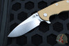 Hinderer XM-18 3.5"- Slicer Edge- Stonewash Bronze Finished Titanium and Coyote G-10 Handle- Stonewash S45VN Blade