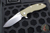 Hinderer XM-18 3.5"- Slicer Edge- Stonewash Bronze Finished Titanium and OD Green G-10 Handle- Stonewash S45VN Blade