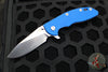 Hinderer XM-18 3.5"- Slicer Edge- Working Finish Titanium and Blue G-10- Stonewash Finish S45VN Blade