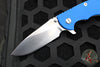 Hinderer XM-18 3.5"- Slicer Edge- Working Finish Titanium and Blue G-10- Stonewash Finish S45VN Blade