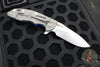 Hinderer XM-18 3.5"- Slicer Edge- Working Finish Titanium and Blue G-10- Stonewash Finish S45VN Blade