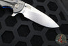 Hinderer XM-18 3.5"- Slicer Edge- Working Finish Titanium and Blue G-10- Stonewash Finish S45VN Blade