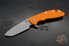 Hinderer XM-24 4.0"- Spearpoint- Battle Bronze Ti And Orange G-10 Handle- Working Finish S45VN Blade