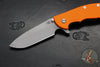 Hinderer XM-24 4.0"- Spearpoint- Battle Bronze Ti And Orange G-10 Handle- Working Finish S45VN Blade