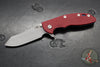 Hinderer XM-18 3.5"- Skinner Edge-Battle Blue Finished Ti And Red G-10- Working Finish Blade- S45VN