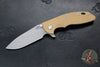 Hinderer XM-18 3.5"- Skinny Slicer- Hollow Grind- Battle Blue Finished Titanium And Various G-10 Handles- Working Finish Magnacut Steel Blade
