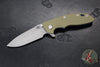 Hinderer XM-18 3.5"- Skinny Slicer- Hollow Grind- Battle Blue Finished Titanium And Various G-10 Handles- Working Finish Magnacut Steel Blade
