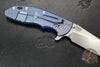 Hinderer XM-18 3.5"- Skinny Slicer- Hollow Grind- Stonewash Blue Finished Titanium And Various G-10 Handles- Stonewash Finished Magnacut Steel Blade