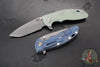 Hinderer XM-18 3.5"- Spanto Edge- Battle Blue Ti And Various G-10 Handles- Working Finish Blade